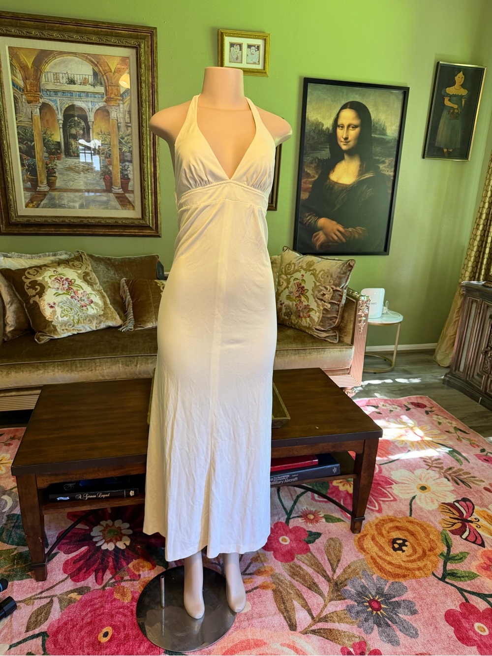 Cream Halter Maxi Dress by